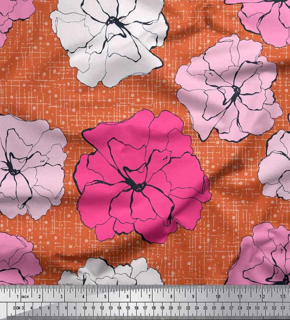 Soimoi Японский креп-атласная ткань с гвоздикой и цветочным принтом, швейная ткань, метр 42 дюйма