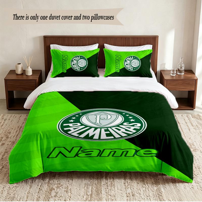 Sociedade Esportiva Palmeiras Personalized Custom Name 3‑Piece Bedding Set Soft Duvet Cover Set For Bedroom Home Decor