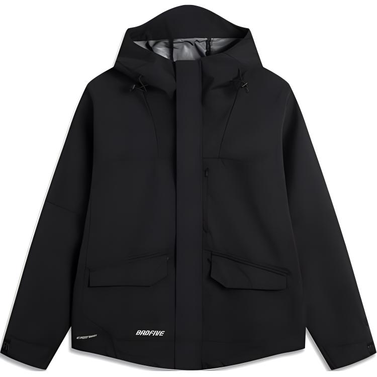Li Ning Basketball Series спортивная повседневная однотонная свободная ветровка мужская верхняя одежда черная AFDU493-1