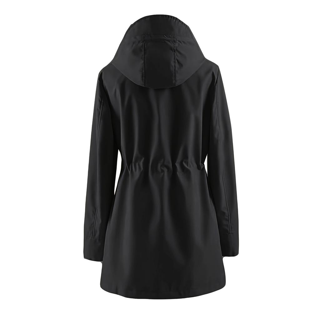 Женский модный однотонный костюм для активного отдыха с капюшоном и карманами, с длинными рукавами, водонепроницаемая куртка