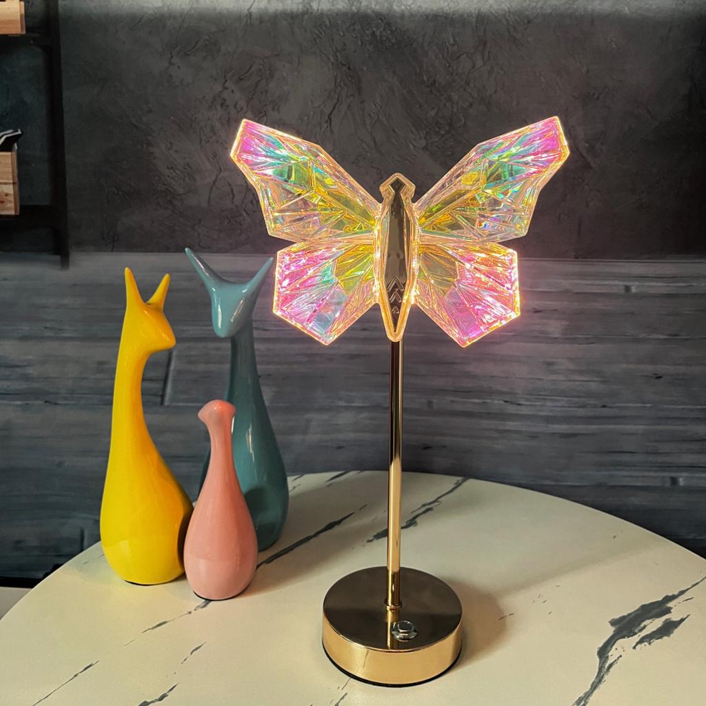 Metal Acrylic Butterfly Desk Lamp Nordic Bedroom Girl Room LED Rechargeable Bedside Atmosphere Small Night Light