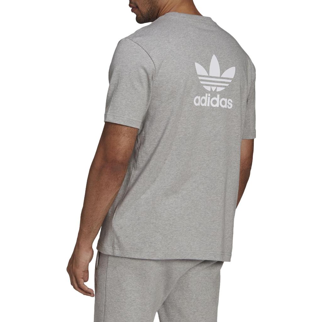 Adidas Originals Trefoil Solid Logo Print Crew Neck Short Sleeve T-Shirt Men Tops Gray HF1982
