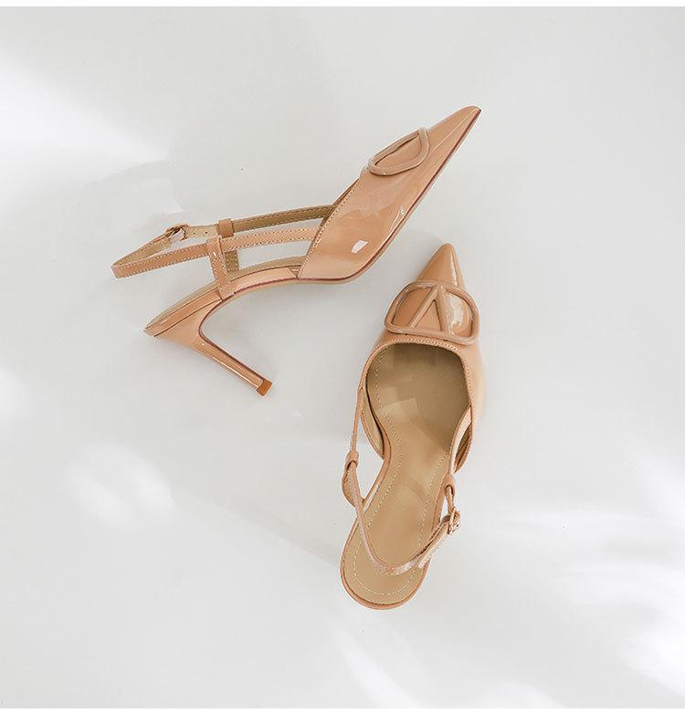 Туфли-лодочки L-36 новинка 2025 французский светлый рот большой размер модные нюдовые с маленьким ароматом шпильки высокий каблук женские сандалии