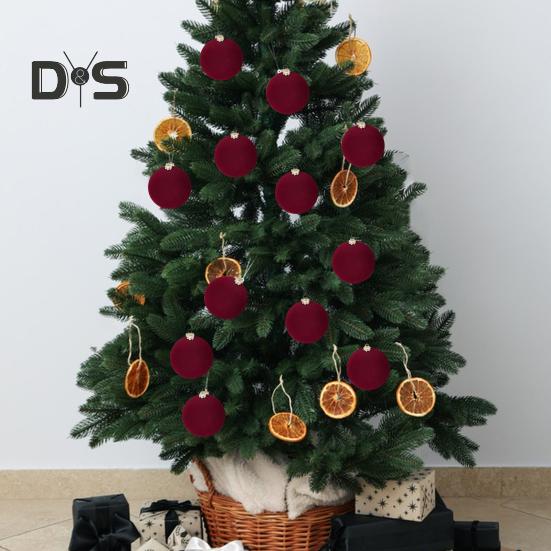 12Pcs Christmas Balls Decorations Xmas Tree Flocked Ball Ornaments Plastic Hanging Ball Decor for Home Bar Restaurant