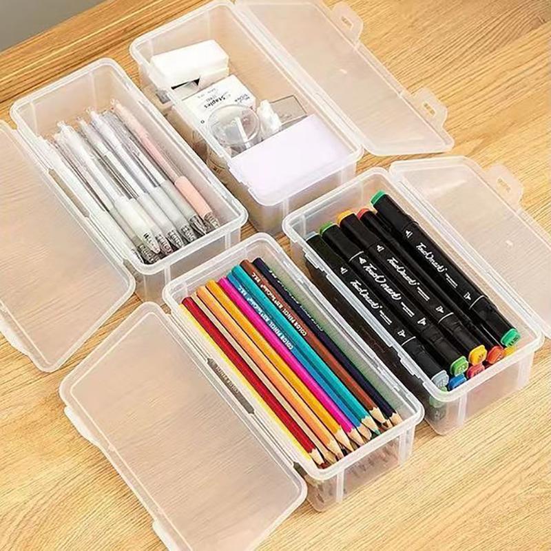 1Pc Transparent Pencil Case Sketch Plastic Pencil Case Storage Case Pencil Case Large Capacity Tool Box Card Makeup Storage Box