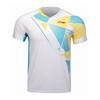 Li Ning Badminton Series Printed V-Neck Comfortable Breathable Short Sleeve Badminton Shirt Men Tops Standard-White AAYU139-2