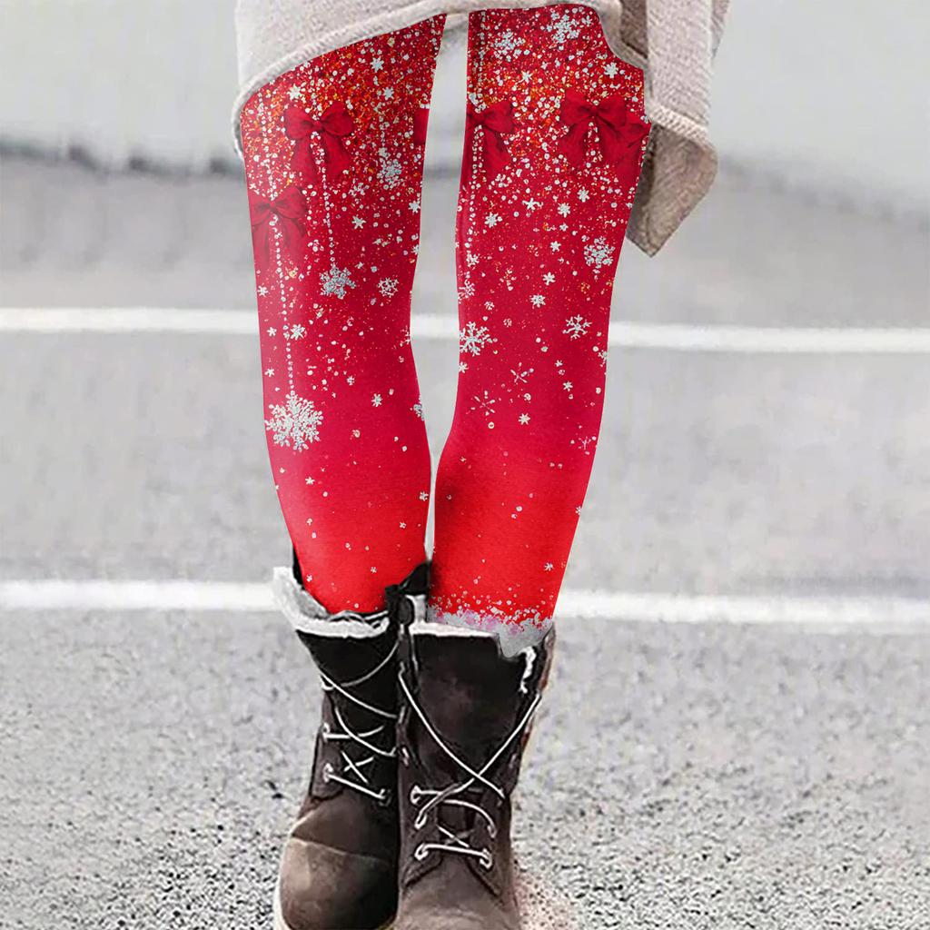Женские рождественские облегающие эластичные повседневные брюки для йоги