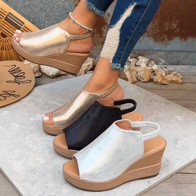 Внешняя торговля новые шлепанцы на танкетке с толстой подошвой женские водонепроницаемые шлепанцы с открытым носком, крутые шлепанцы больших размеров, эластичная танкетка, шлепанцы на толстой подошве