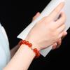 Women's Red Agate & Crystal Jade Lotus Bracelet - Elegant Birthday Gift