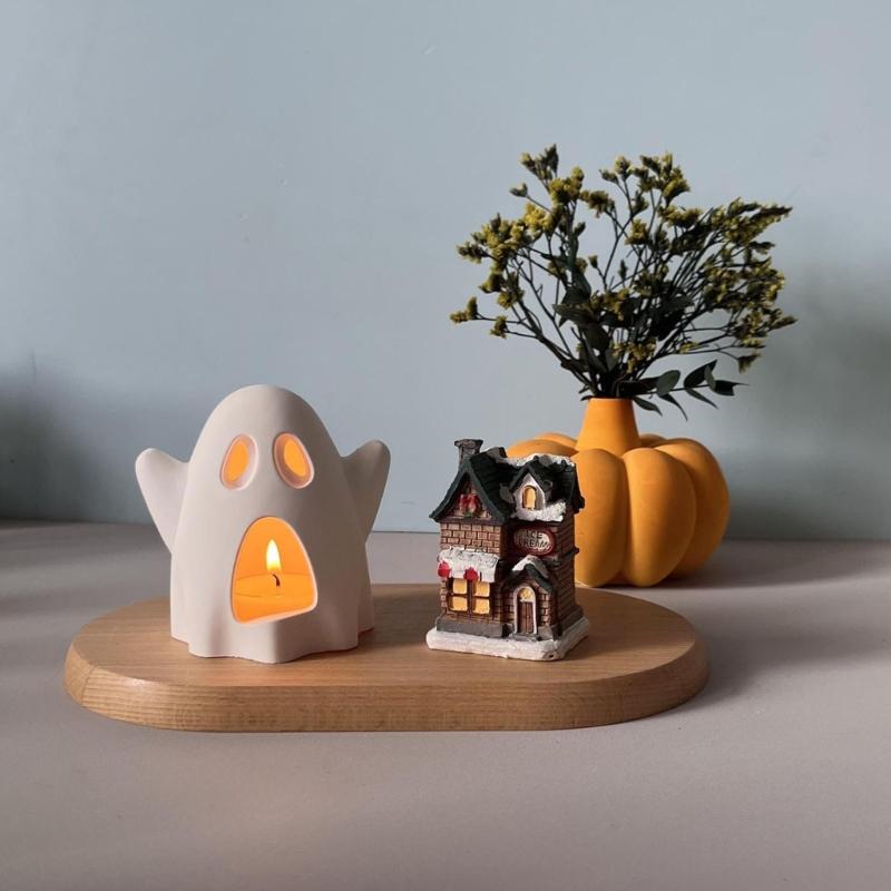 Spooky Shape Silicone Mold For Epoxy Resin Candle Holder Tealight Stand Crafting Halloween Decoration Cement Craft