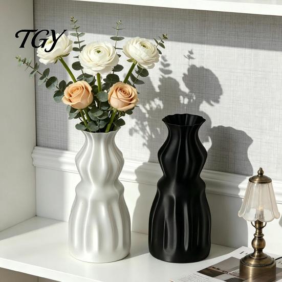 Artistic Vase with Flowing Light 3D Printed Flower Vase, Modern Decorative Minimalist Container, Sturdy Plastic Plant Holder Floral Arrangement