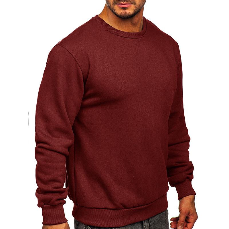 Autumn and Winter Plush Men's Sweater Men's Solid Color Round-neck Men's T-shirt