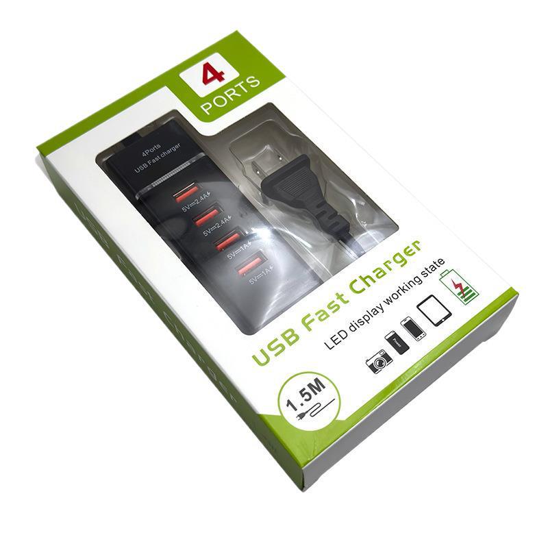 Умное 4-портовое USB-зарядное устройство: Сетевой фильтр 5В 2,4А для устройств Apple и Xiaomi