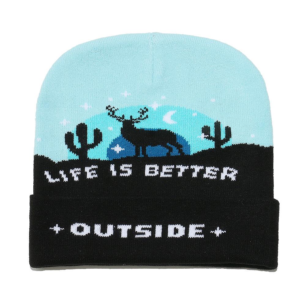 Autumn and winter new wool hat women's casual versatile cute colored love jacquard knitted hat couple