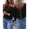 Autumn Women's Backless Long-Sleeve Top with Back Button