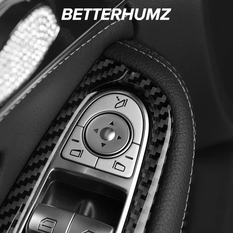 Углеродное волокно для Mercedes Benz W205 C Class GLC X253 Окно автомобиля Панель управления Отделка Кнопка Рамка Наклейки Интерьер
