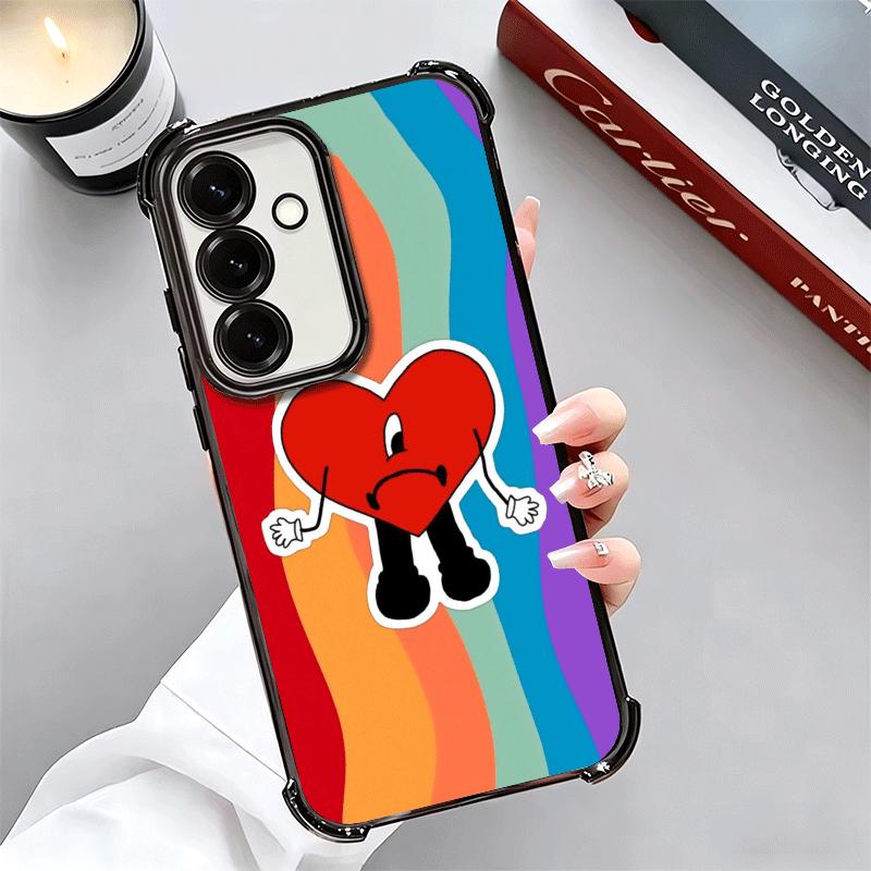 Bad Bunny Heart Plating Phone Case For Samsung A17 A07 A37 A57 A16 A56 A15 A55 A14 A54 A13 A53 A26 A36 A25 A35 A24 A34 A23 A33