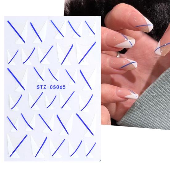 Nail Sticker French Style DIY Colorful Line Decal Powder 3D Transfer Slider for Manicure