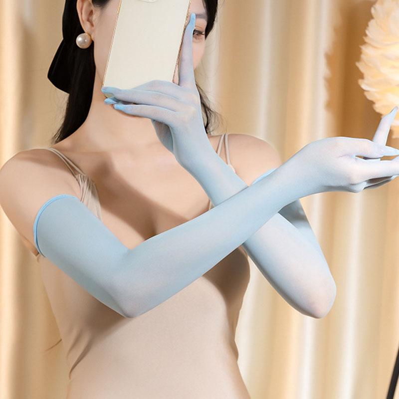 Противоскользящие блестящие шелковистые перчатки длинные перчатки варежки сексуальные ультратонкие прозрачные перчатки для вечеринок женские эротические аксессуары