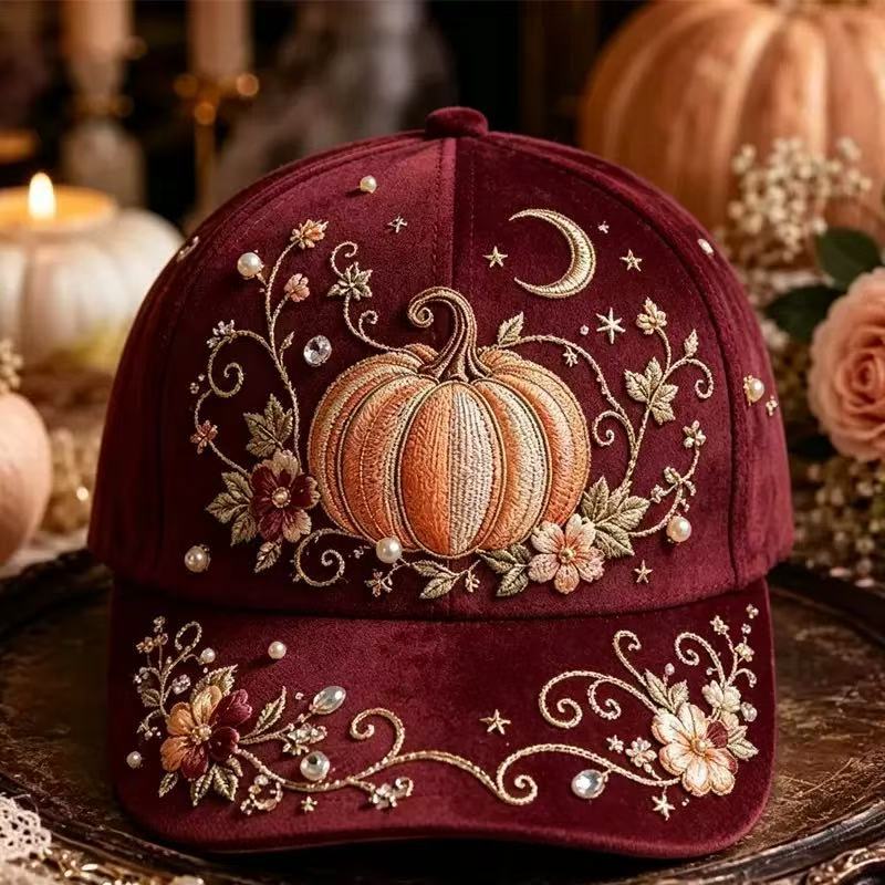 New Dark Pumpkin Big Brim Ghost 3D Printed Hat Vintage Gothic Halloween Baseball Cap