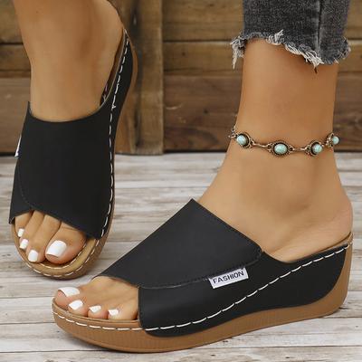 Летняя обувь Женские сандалии Пляжная обувь для ходьбы Туфли без застежек Для женщин Босоножки на танкетке Женские ретро женские тапочки Обувь женская