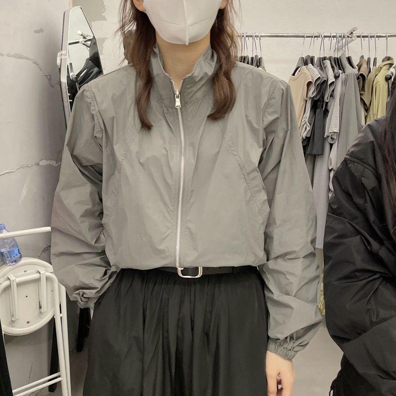 Vintage Women's Windbreaker Cropped Jackets Harajuku Oversized Streetwear Long Sleeve Fashion Top Sun-proof Summer