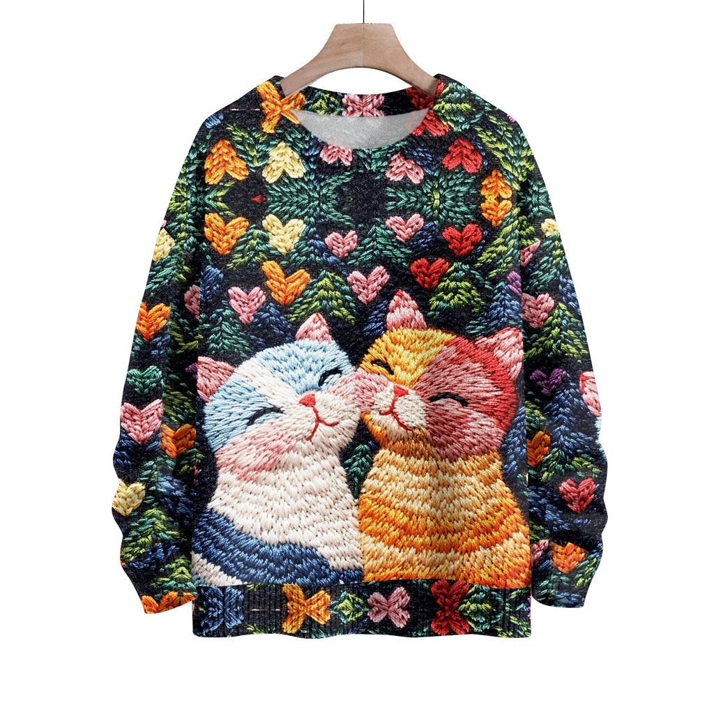 Детский модный свитер с круглым вырезом и длинным рукавом для мальчиков и девочек, вязаный свитер с милым принтом