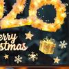 2026 Merry Christmas Window Cling Removable Waterproof PVC Xmas Golden Light String Static Glass Sticker Holiday Party Decoration Decal