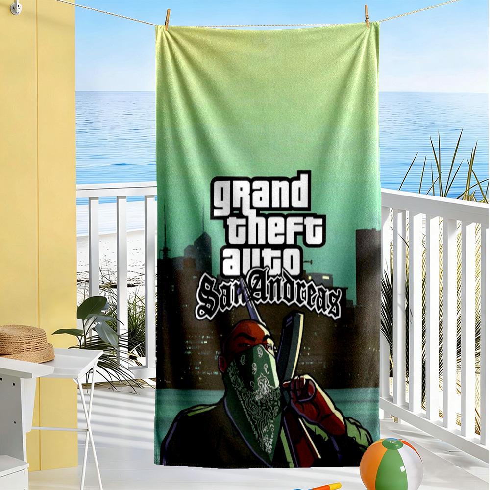Grand Theft Auto Beach Towel Super Soft Microfiber Quickdry Fabric Comfortable Lightweight Suitable for Swimming Gym Camping Yoga Vacation