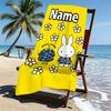 Custom Name Personalized Miffy Print Beach Towel, for Trip Camping Beach Party Home Decor, Birthday Gift for Family & Friends