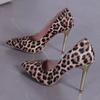 Сексуальные элегантные женские модные туфли с леопардовым принтом, модные босоножки с острым носком на высоком каблуке 34-43