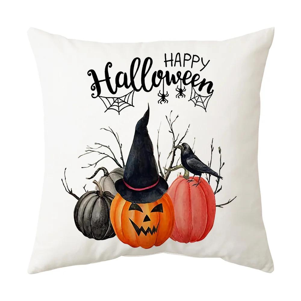 Halloween Horror Castle Spider Web Printed Cushion Cover Home Living Room Sofa Decoration Square Polyester Pillow Case