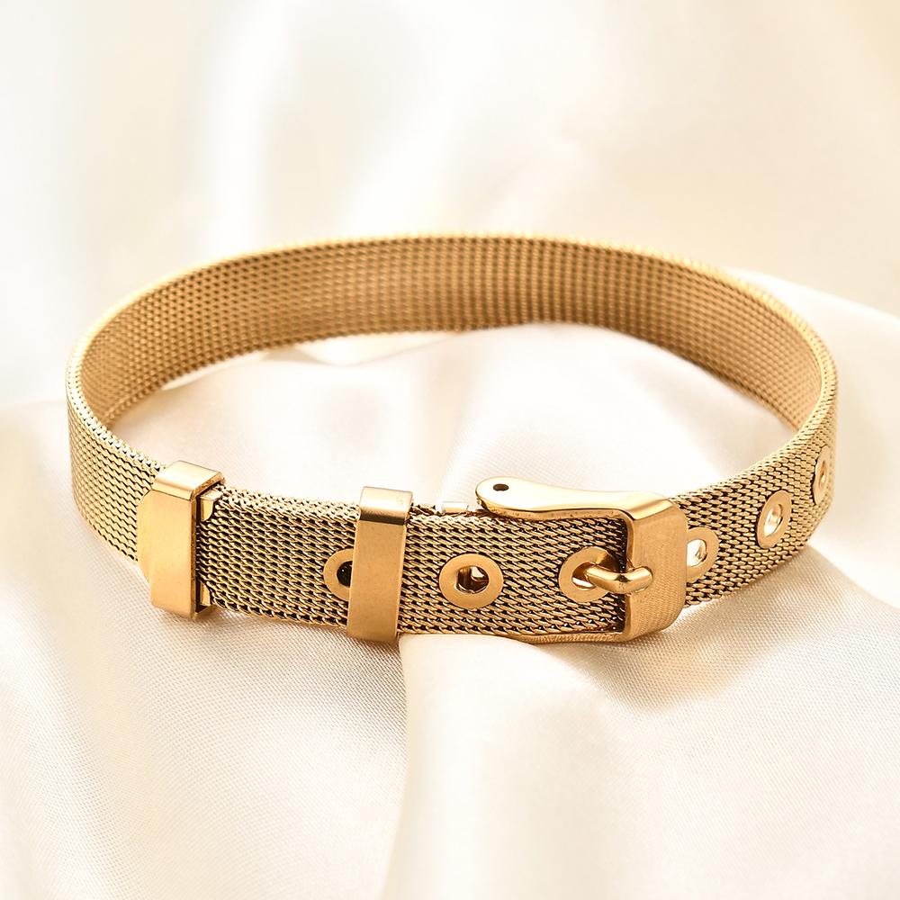 Titanium Steel Simple 18K Gold Watch Strap, Stainless Steel Mesh Bracelet, DIY Bracelet, Mesh Strap for Couples To Wear