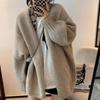 Autumn and Winter Women Knitted Sweater Coat Casual V-neck Long Sleeve Sweater Lazy Loose Versatile Wool Coat Jacket