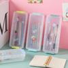 Portable Transparent Double-layer Pencil Case Large Capacity Multi-function Desktop Storage Box Glasses Case Stationery Box