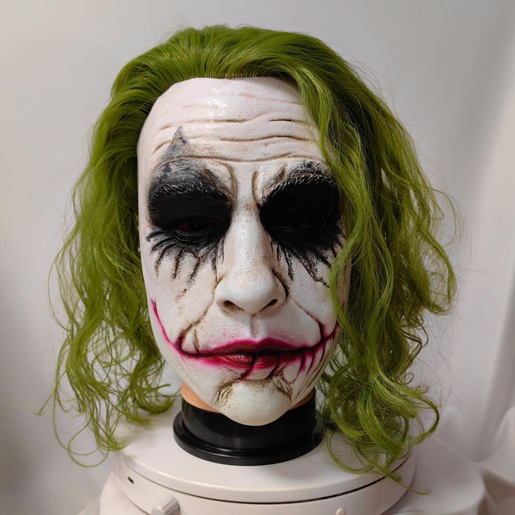 American Movie Clown Latex Mask Heath Ledger Dark Knight Batman DC Jack the Clown Hairpiece