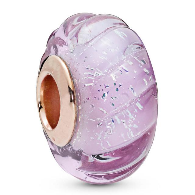 925 Sterling Silver Charm Shimmering Radiant Effervesence Heart Wavy Fancy Murano Glass Bead Fit Popular Bracelet Jewelry