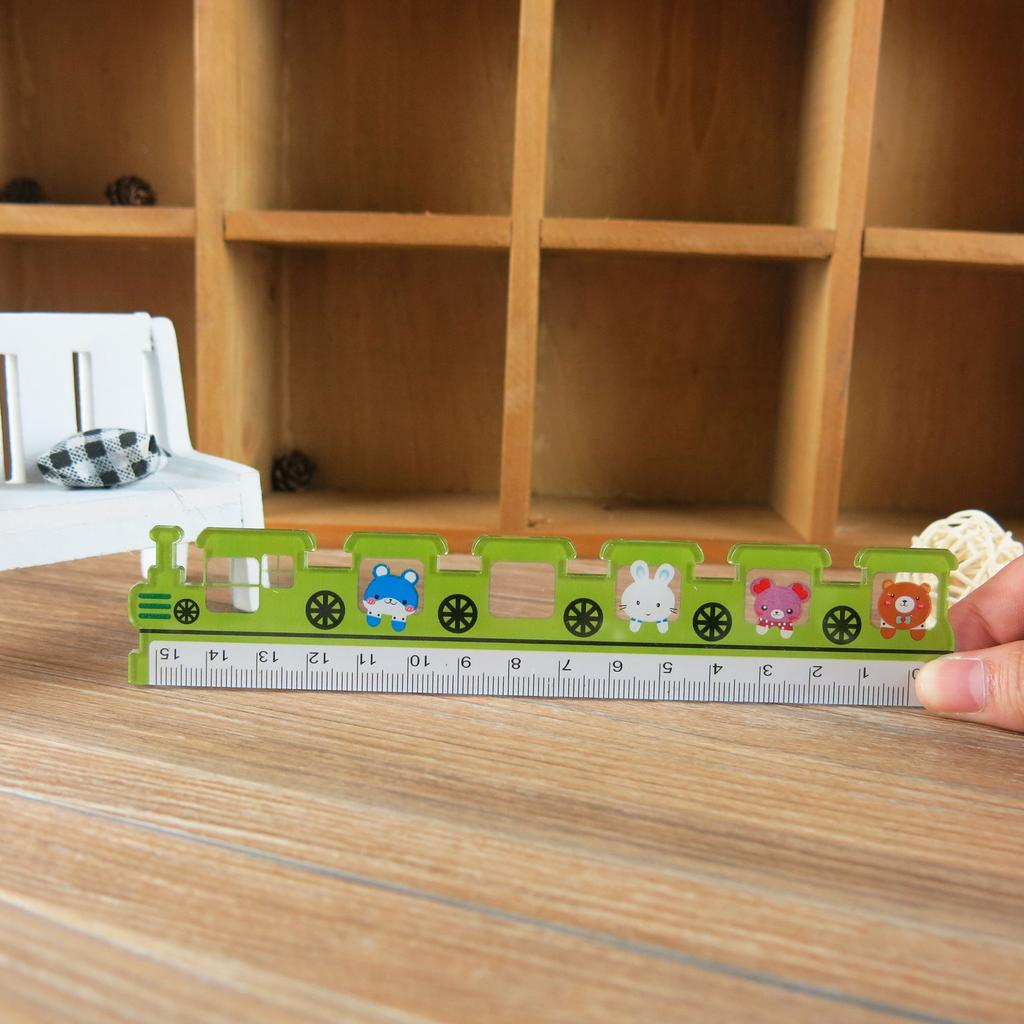 1 Piece Lytwtw's Cute Colors Train Straight Ruler Kawaii Tools Stationery Cartoon Drawing Gift Office School Measuring