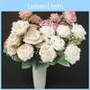 Realistic Rose Silk Bouquet 9 Stems Wedding Photography Props Decoration Home