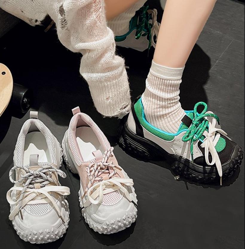 Fashion 2024 Autumn Fashion Platform 5CM Sneakers Women Casual Height Increasing Thick Bottom Shoes Leather Woman Chunky Sneakers Creepe