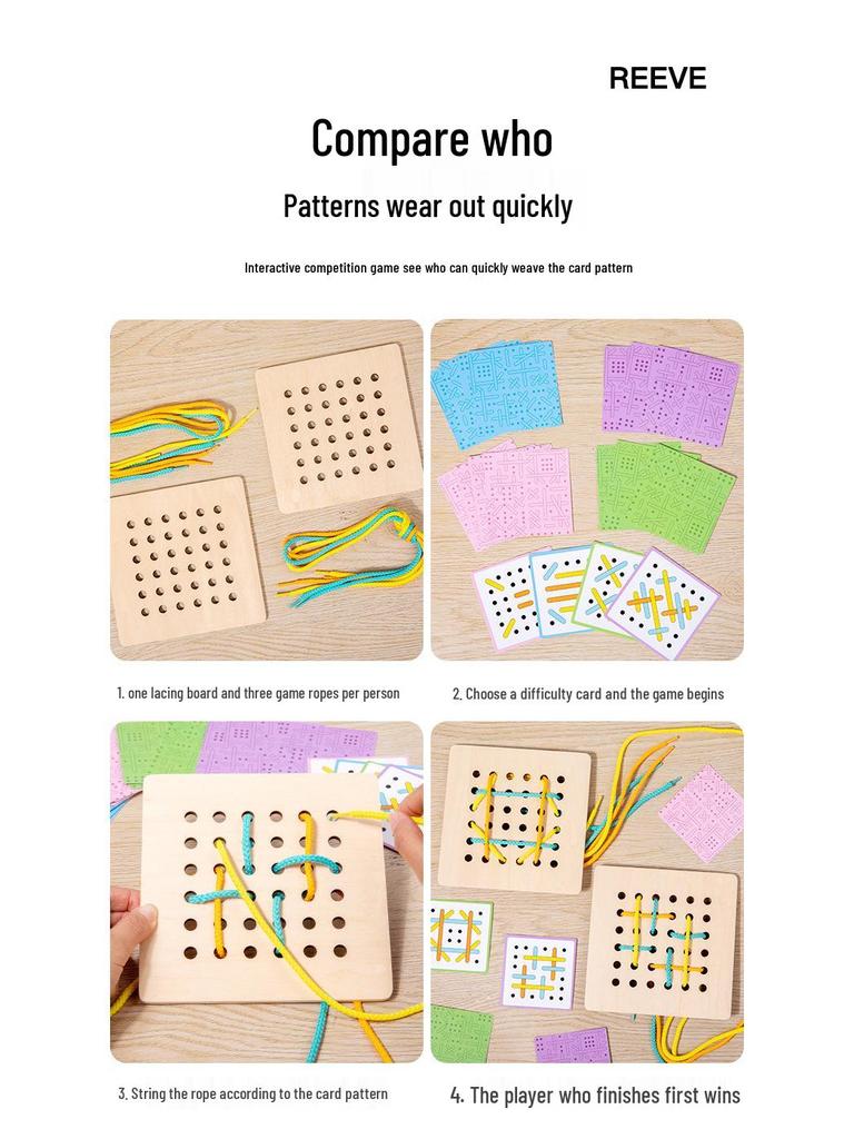 Children's Educational Threading Board Toy for Concentration and Logical Thinking, Handmade Shoelace Trainer for Ages 3-6