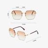 Irregular Hexagons Rimless Sunglasses Women Metal Vintage Gradient Stylish Design Oversized Square Sun Glasses UV400