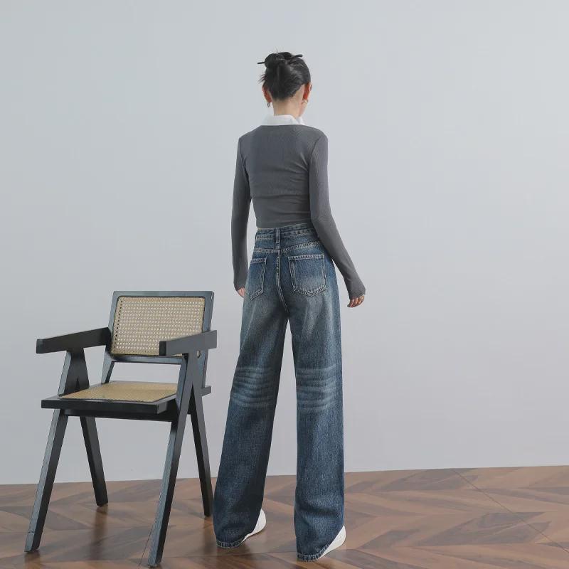 Женские широкие брюки-капри в корейском стиле: Синий узор «Мультифейерверк», осень/зима