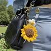 Cotton Crochet Sunflower Pendant Fabric Bag Lanyard Charm Cute Knitted Keychain  Daily