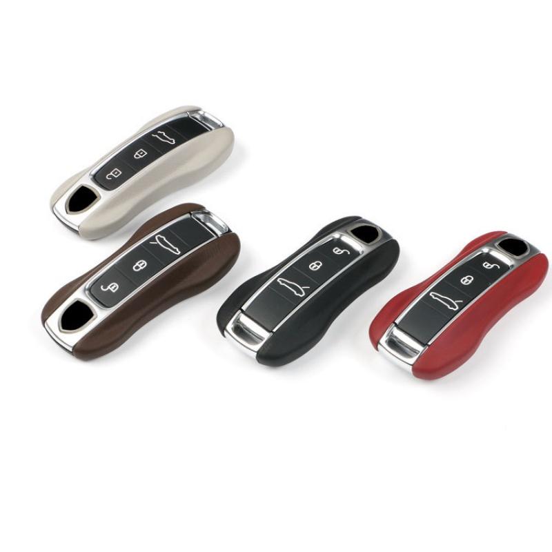 AABKT1 Leather Car Smart Key Cover Case Fob For Porsche 911 Macan Boxster Cayenne Panamera Taycan Cayman 971 9YA 718 Key Shell