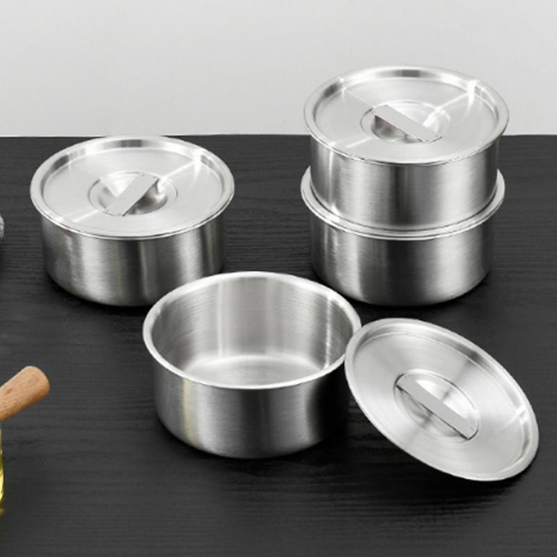 Stainless Steel Steamed Egg Bowl Ramen Rice Fruit Salad Stew Bowls With Lids Soup Cup Food Container Kitchen Tableware Supplies