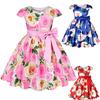 Elegant Girl Kids Flower Printed Party Dress Children Ball Gown Performance Wedding Dresses