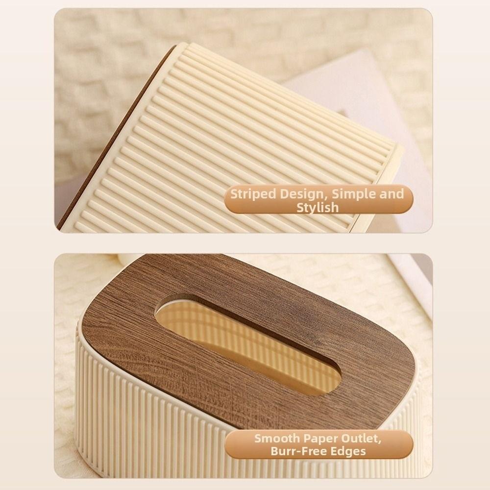 Wooden/Plastic Cover Tissue Box with Lid Large Opening Facial Tissue Holder Toilet