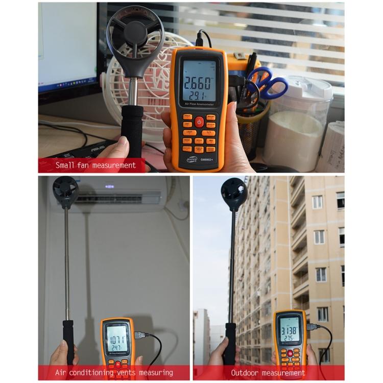 BENETECH GM8902+ Цифровой анемометр с ЖК-дисплеем, измеритель скорости воздушного потока и ветра