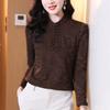 New Chinese Style Long-sleeved Base Shirt for Women In Autumn and Winter New Stand Collar Button Plus Velvet Thickened Thermal Shirt Top